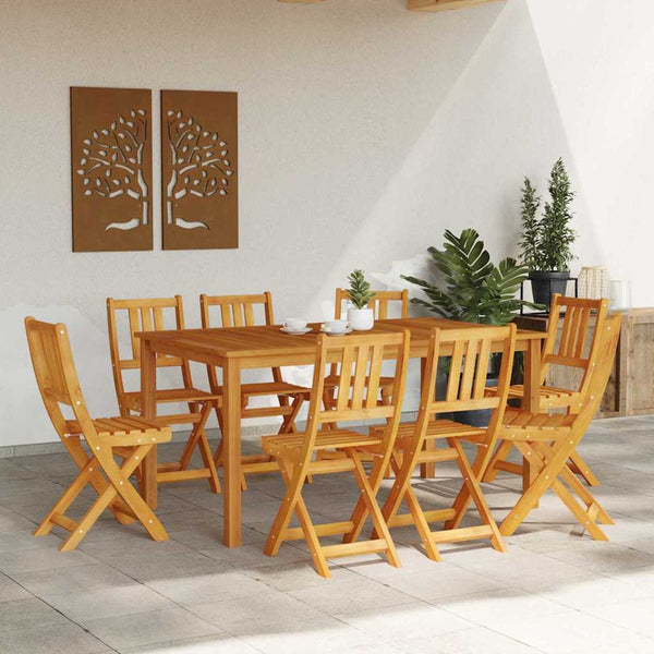 Akazienholz Bistro Stühle mit Kissen, 8er Set