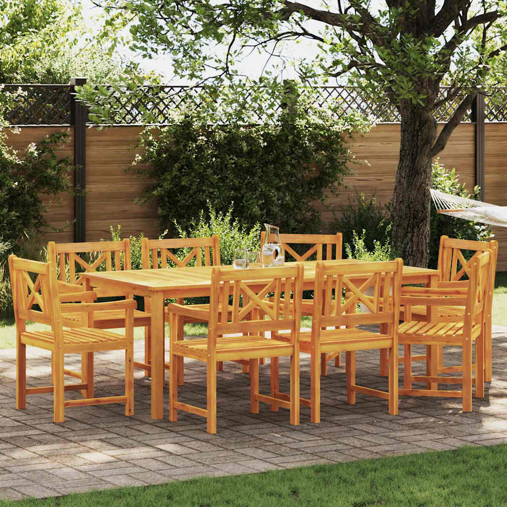 Akazie Gartenbank 8er Set Natur