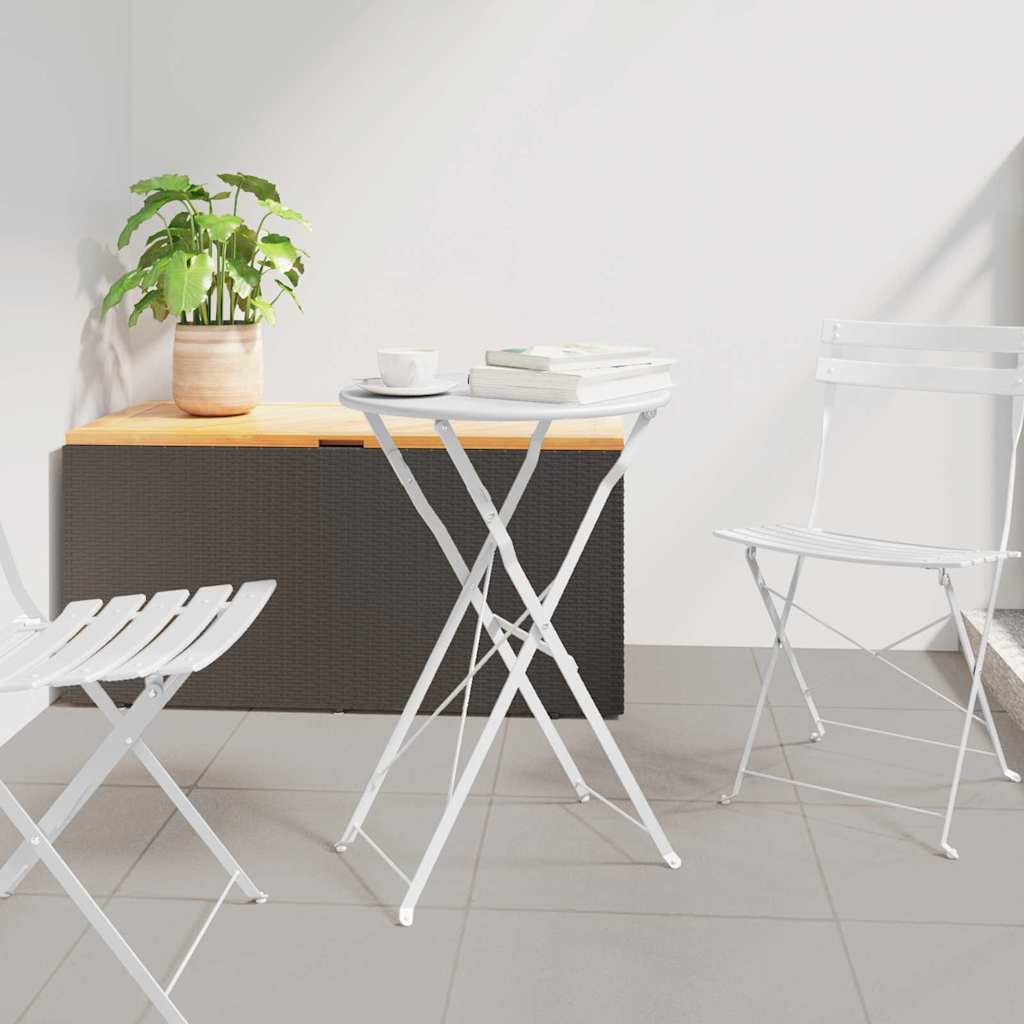Bistrotisch Weiß Ø 50cm Stahl Gartentisch