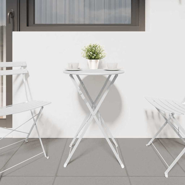 Bistrotisch Weiß Ø 50cm Stahl Gartentisch