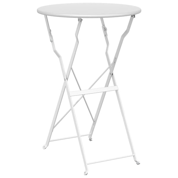 Bistrotisch Weiß Ø 50cm Stahl Gartentisch