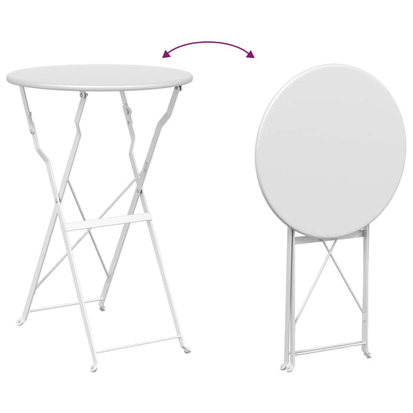 Bistrotisch Weiß Ø 50cm Stahl Gartentisch