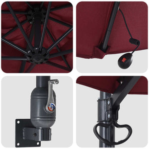 vidaXL Garden Parasol Burgundy 248 x 248 x 148 cm