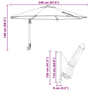 vidaXL Garden Parasol Burgundy 248 x 248 x 148 cm