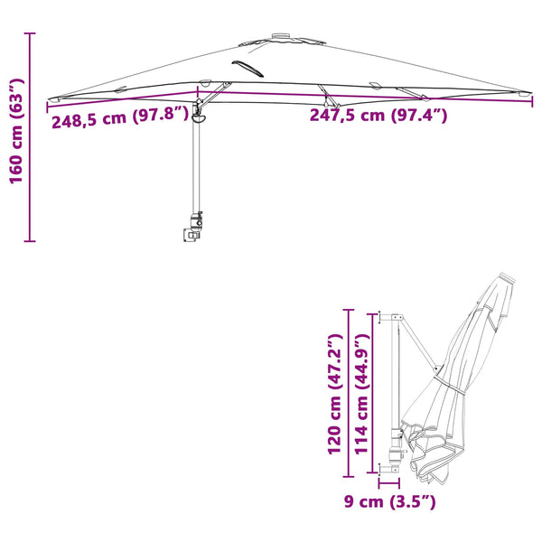 vidaXL Garden Parasol Azure Blue 248.5 x 247.5 x 160 cm