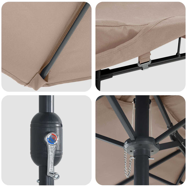 vidaXL Garden Parasol Taupe 385 x 209 x 244 cm Polyester