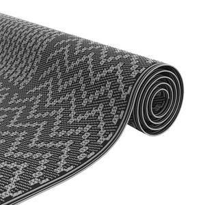 vidaXL Outdoor Rug Chevron ARAKIL Black and Gray 600 x 300 cm