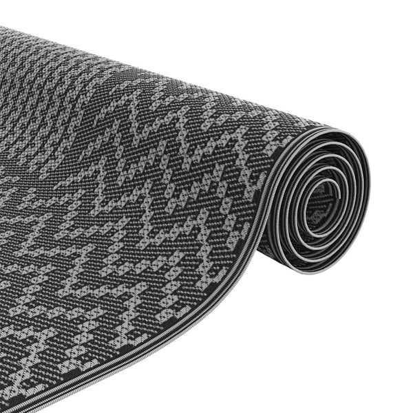 vidaXL Outdoor Rug Chevron ARAKIL Black and Gray 600 x 300 cm