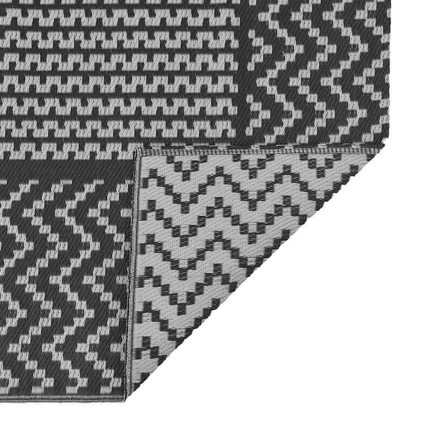 vidaXL Outdoor Rug Chevron ARAKIL Black and Gray 600 x 300 cm
