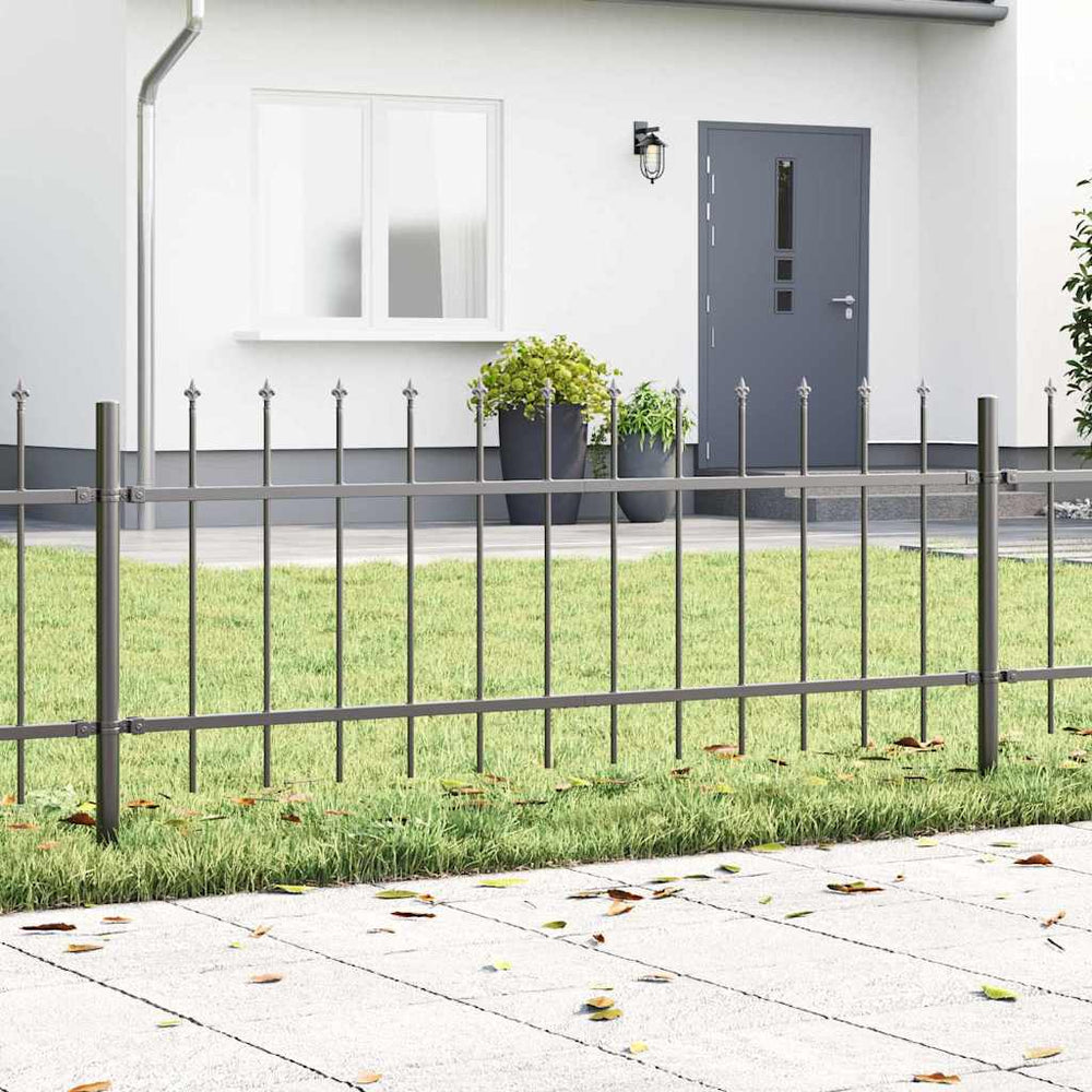 vidaXL Garden Fence 2 pcs Grey 3.4 x 0.6 m Powder-Coated Steel