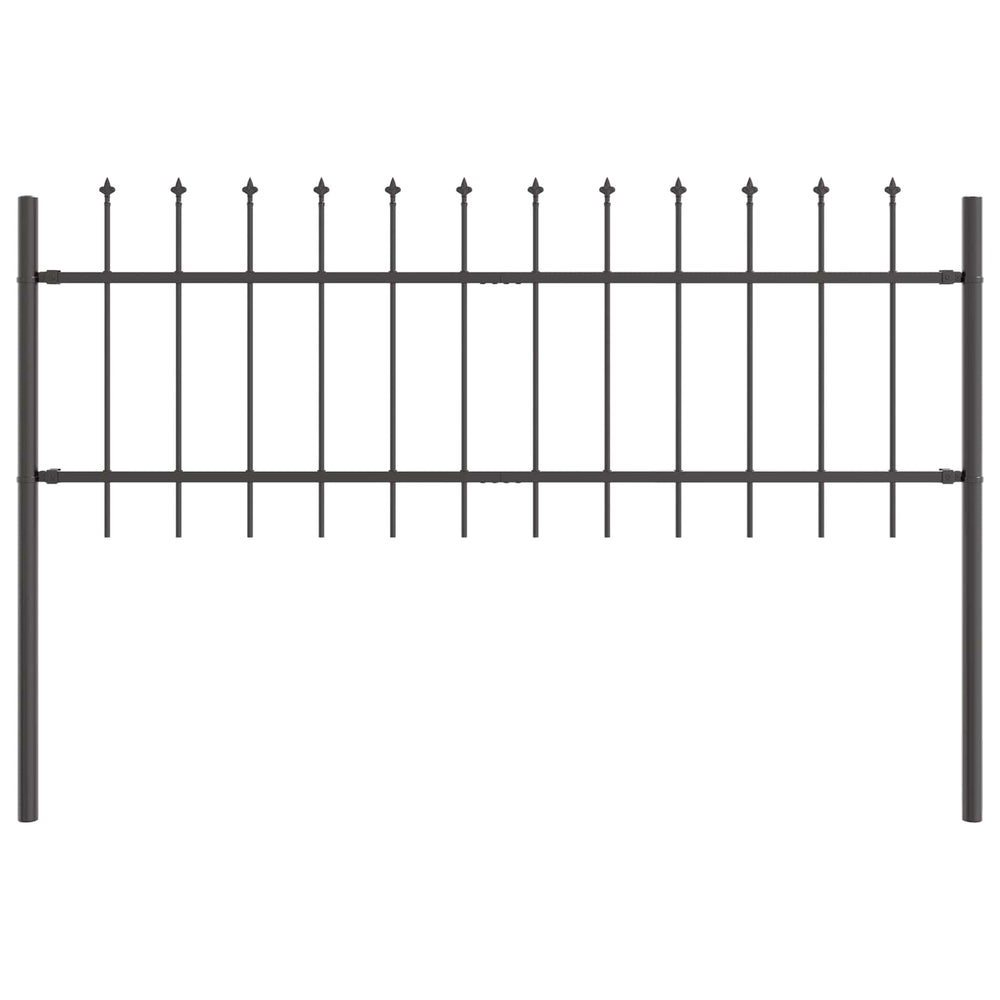 vidaXL Garden Fence 2 pcs Grey 3.4 x 0.6 m Powder-Coated Steel