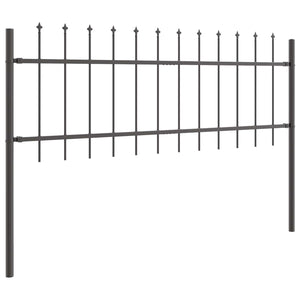 vidaXL Garden Fence 2 pcs Grey 3.4 x 0.6 m Powder-Coated Steel