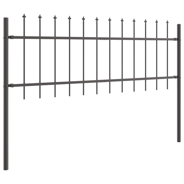 vidaXL Garden Fence 2 pcs Grey 3.4 x 0.6 m Powder-Coated Steel