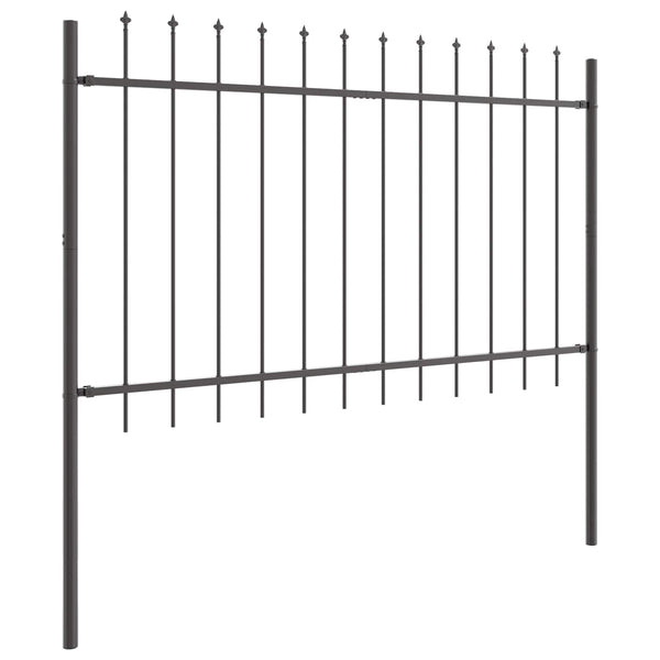 vidaXL Garden Fence 2 pcs Grey 3.4 x 0.8 m Powder-Coated Steel