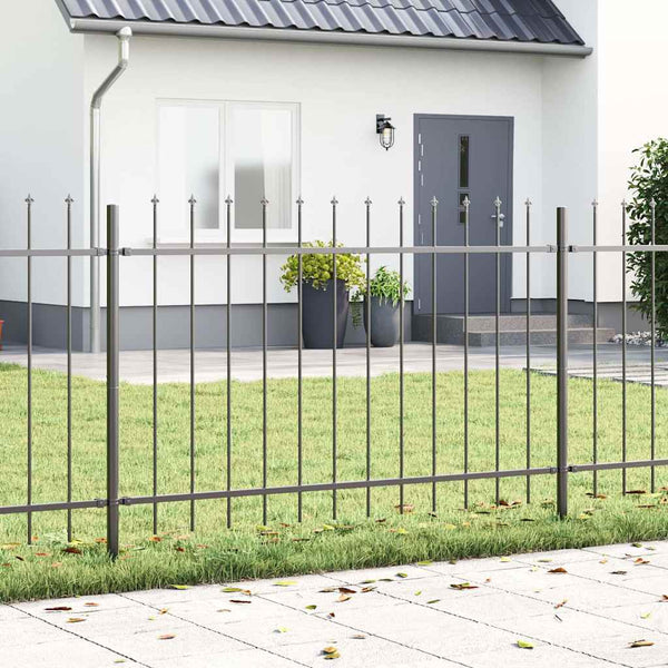 vidaXL Garden Fence 3 pcs Grey 5.1 x 0.8 m Powder-Coated Steel