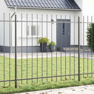 vidaXL Garden Fence 3 pcs Grey 5.1 x 1.5 m Powder-Coated Steel