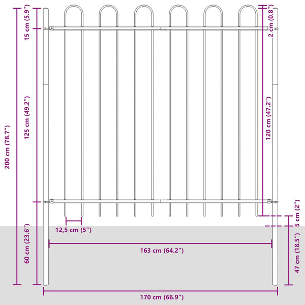 vidaXL Garden Fence 3 pcs White 5.1 x 1 m Powder-Coated Steel