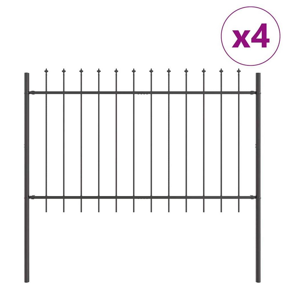vidaXL Garden Fence 4 pcs Grey 6.8 x 0.8 m Powder-Coated Steel