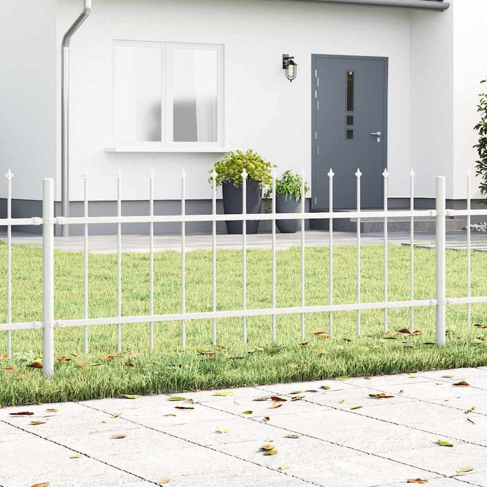 vidaXL Garden Fence 4 pcs White 6.8 x 0.6 m Powder-Coated Steel