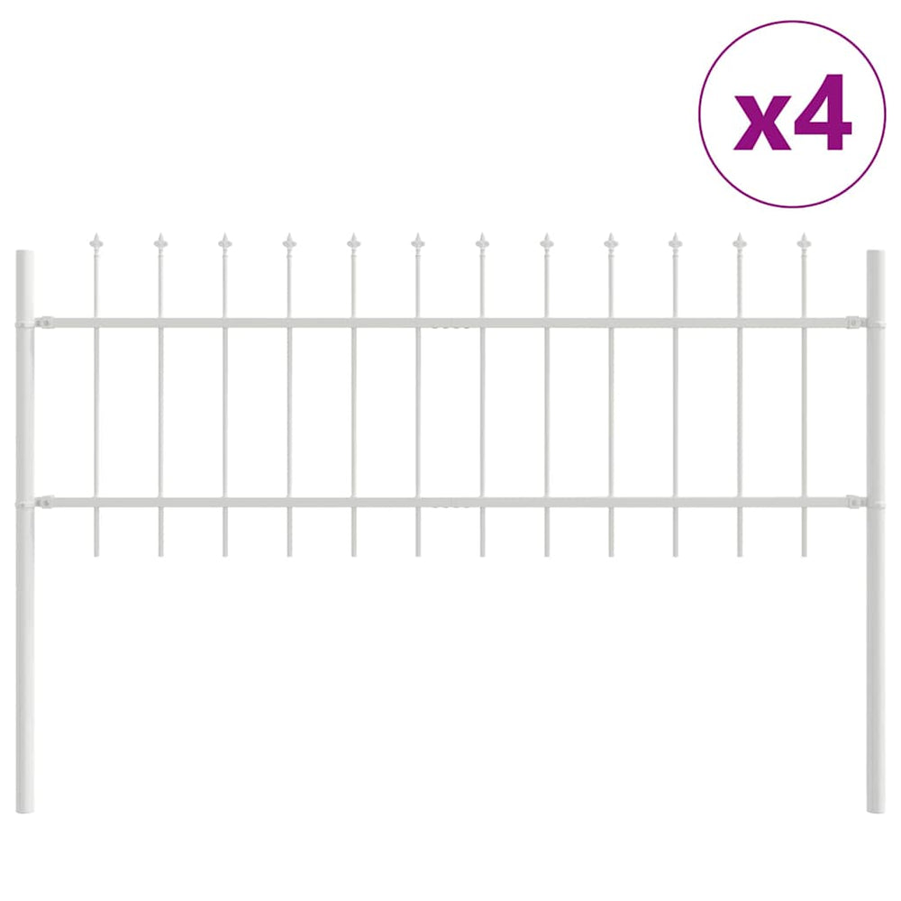 vidaXL Garden Fence 4 pcs White 6.8 x 0.6 m Powder-Coated Steel