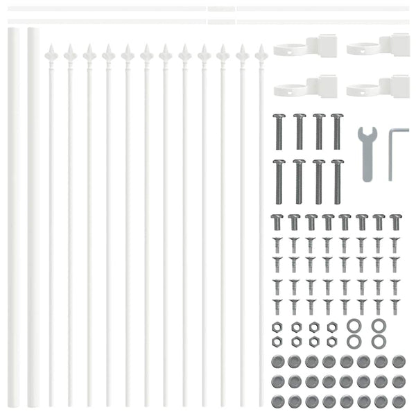 vidaXL Garden Fence 4 pcs White 6.8 x 0.6 m Powder-Coated Steel