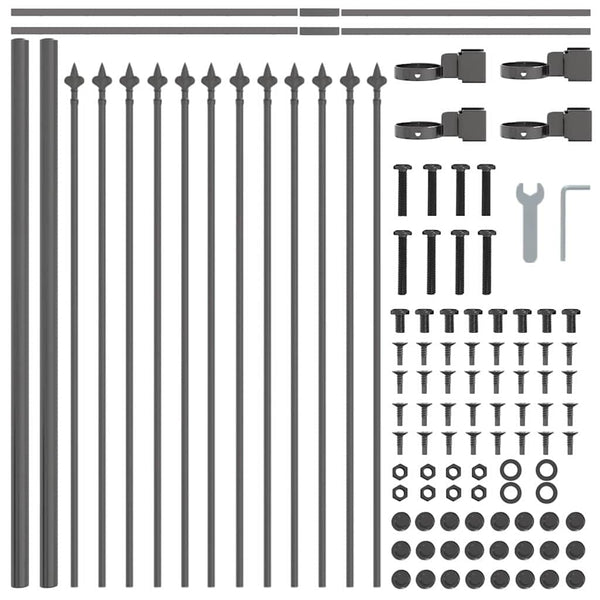 Gartenzaun Set Grau, 5-teilig