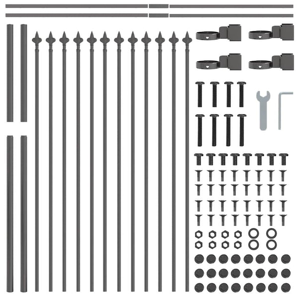 Gartenzaun Set Grau, 5-teilig, Stahl