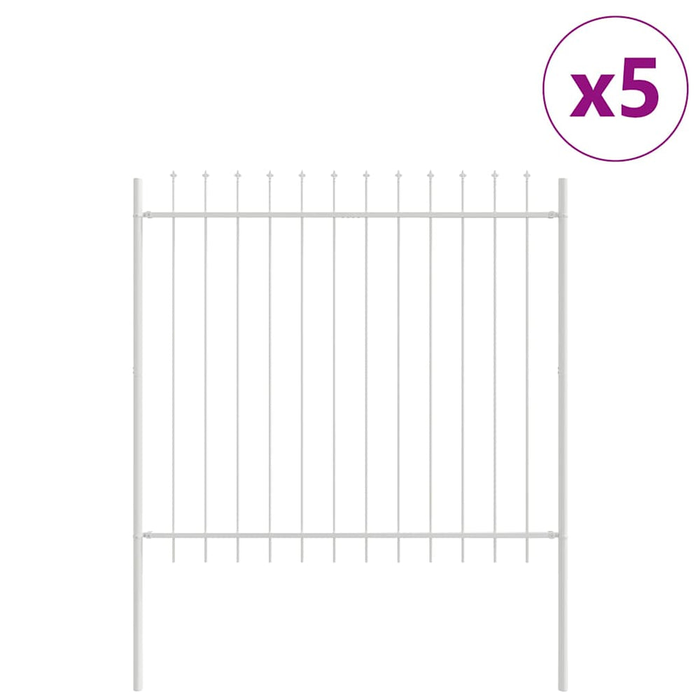 Weißer Gartenzaun 8,5x1,5m, 5er Set