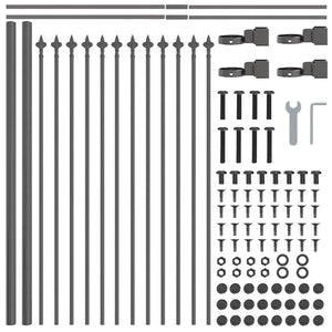 Gartenzaun 6er Set Grau Stahl 10,2x0,6m