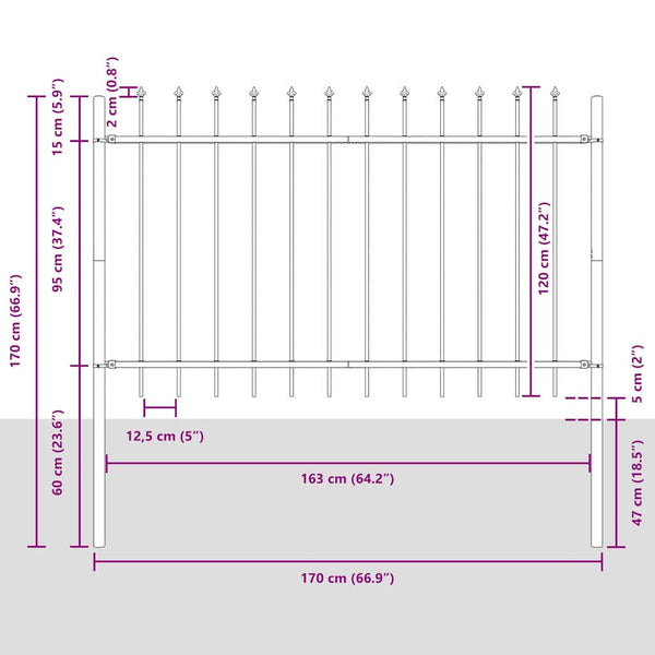 Gartenzaun 6er Set Grau, 10,2x1,2m