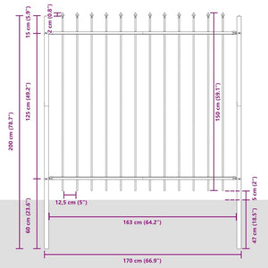 Gartenzaun 6-teilig Grau, 10,2x1,5m