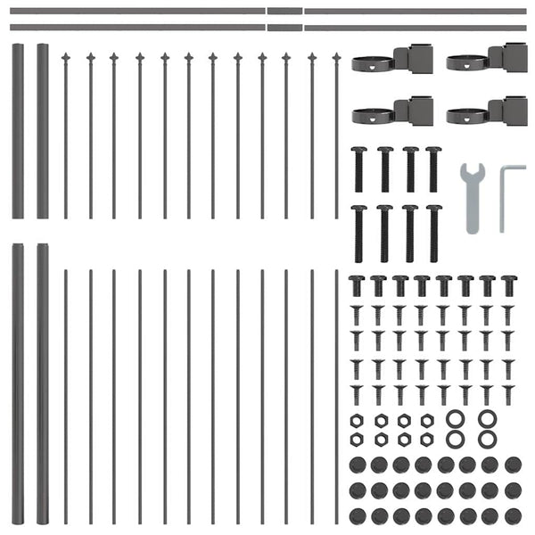 Gartenzaun Set Grau, 7-teilig, 11,9x1,5 m