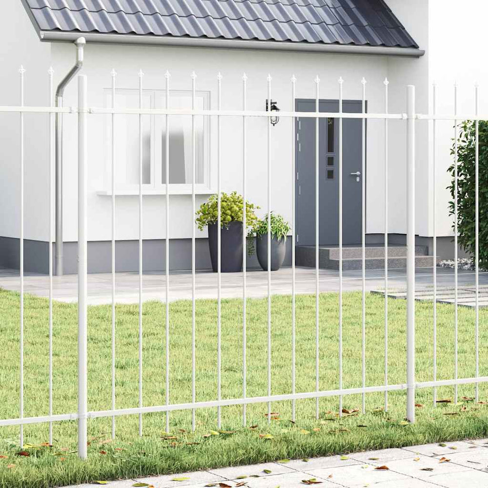 Gartenzaun 7er Set Weiß Pulverbeschichtet
