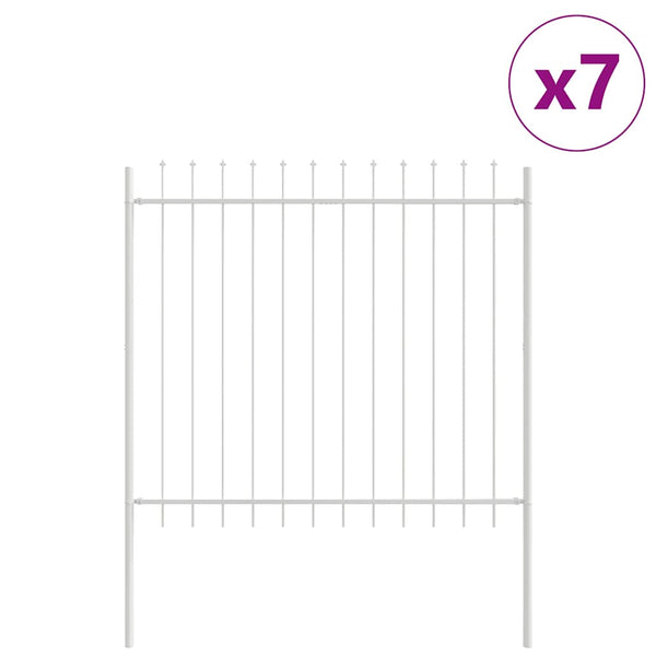 Gartenzaun 7er Set Weiß Pulverbeschichtet