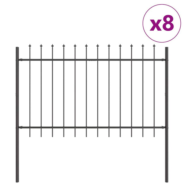 Gartenzaun 8-teilig Grau, 13,6 x 0,8 m