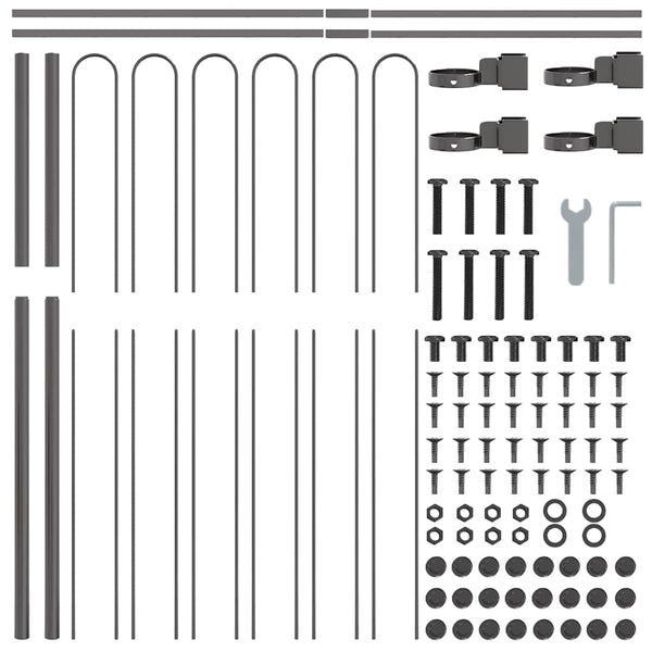 vidaXL Garden Fence 8 pcs Grey 13.6 x 1.5 m Powder-Coated Steel