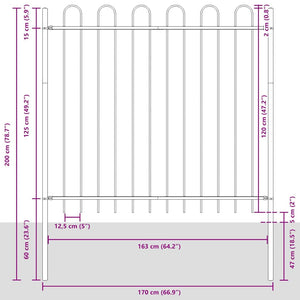 vidaXL Garden Fence 8 pcs Grey 13.6 x 1.5 m Powder-Coated Steel