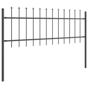 vidaXL Garden Fence 9 pcs Grey 15.3 x 0.6 m Powder-Coated Steel