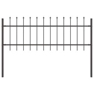 vidaXL Garden Fence 9 pcs Grey 15.3 x 0.6 m Powder-Coated Steel