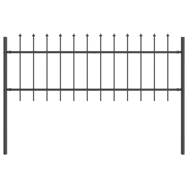 vidaXL Garden Fence 9 pcs Grey 15.3 x 0.6 m Powder-Coated Steel