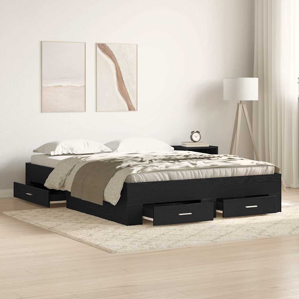 vidaXL Bed Frame Black Oak Look 160 x 200 cm Engineered Wood