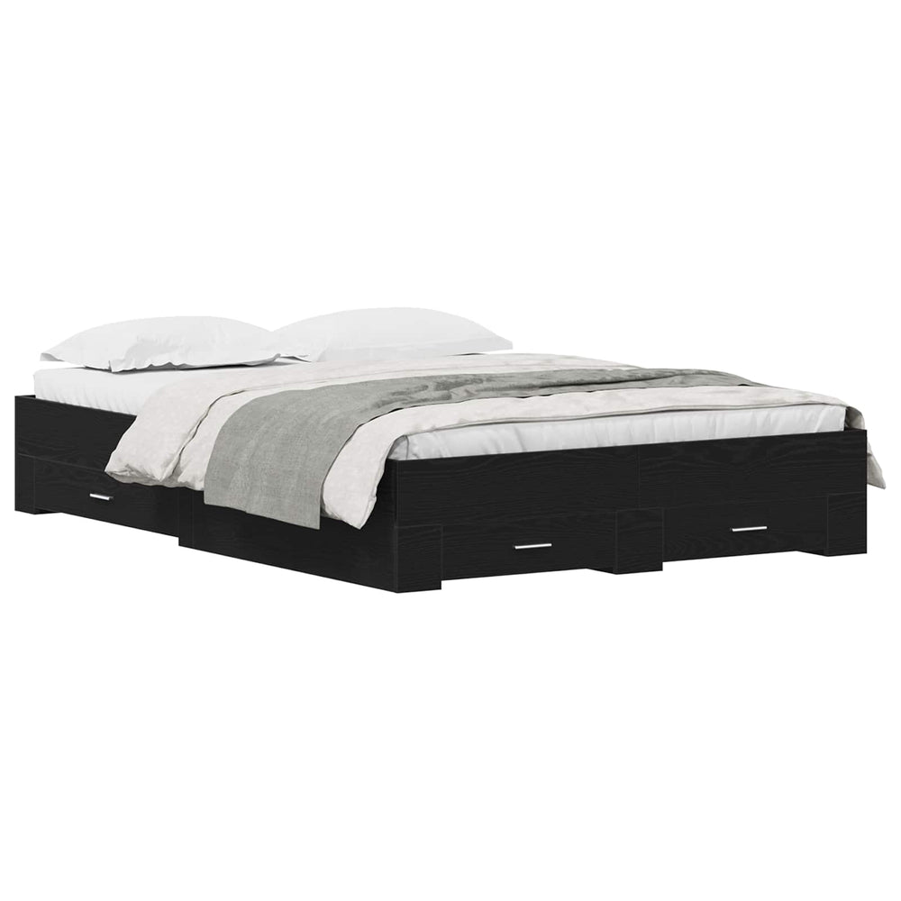 vidaXL Bed Frame Black Oak Look 160 x 200 cm Engineered Wood