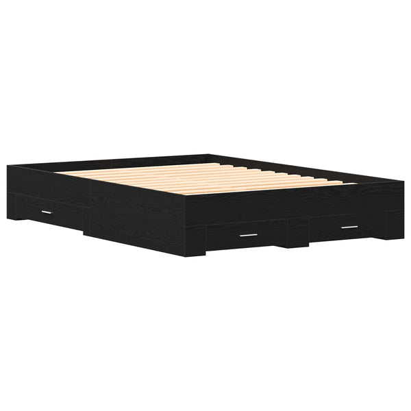 vidaXL Bed Frame Black Oak Look 160 x 200 cm Engineered Wood