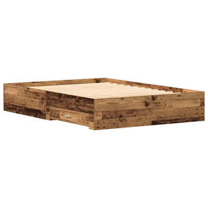 vidaXL Bed Frame with Drawers Reclaimed Wood 140 x 200 cm Engineered Wood