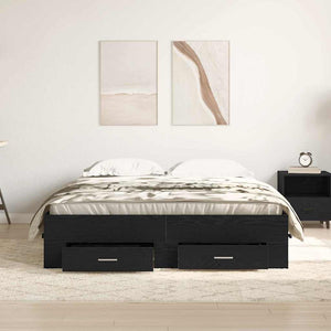 vidaXL Bed Frame Black Oak Look 140 x 200 cm Engineered Wood