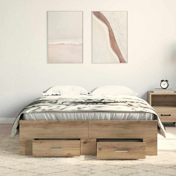 vidaXL Bed Frame Artisan Oak 120 x 200 cm Engineered Wood