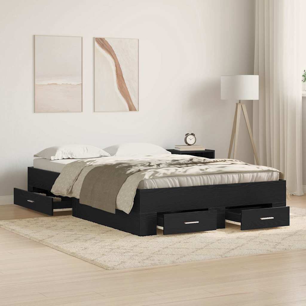 vidaXL Bed Frame Black Oak-Look 120 x 200 cm Engineered Wood