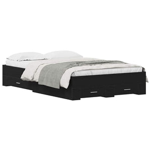 vidaXL Bed Frame Black Oak-Look 120 x 200 cm Engineered Wood