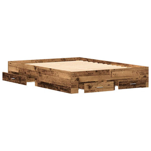 vidaXL Bed Frame with Drawers Reclaimed Wood 140 x 190 cm Engineered Wood