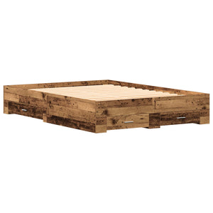 vidaXL Bed Frame with Drawers Reclaimed Wood 140 x 190 cm Engineered Wood